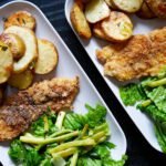 crispy fried fish with butter garlic green beans